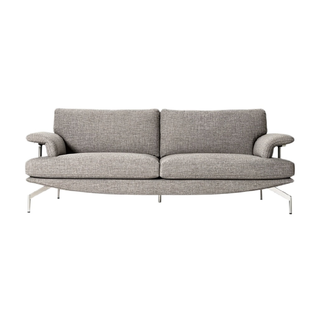 Stylowy szary sofa z metalowymi nogami